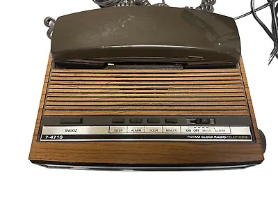 Vintage 80s 90s Wood Grain Digital Mid Century Alarm Clock Radio Telephone Phone • $19.99