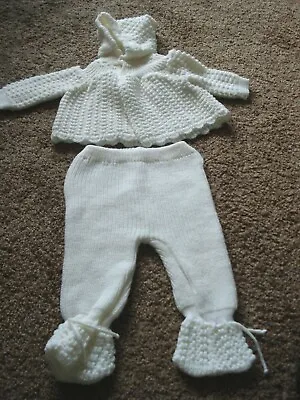 Happitots Baby Trousers   With Feet And Jacket With Hood Outdoor Suit White • £12.50