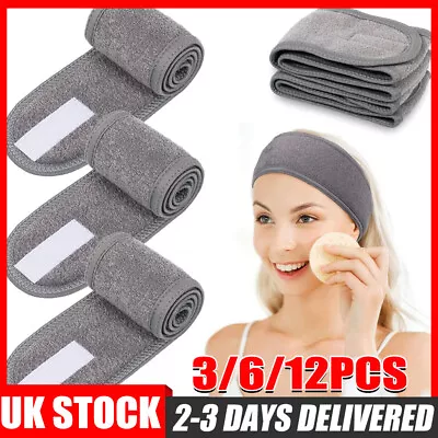 3x Facial Adjustable Headband Elastic Makeup Hair Spa Shower Band Head Wrap • £16.99