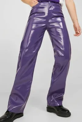 £55 Jjxx 60 70s Faux Leather Straight Bootleg Flare Pants 32 X 30 Fancy Dress ? • £18.95