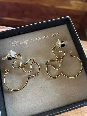 NEW Disney X Baublebar Minnie Mouse Gold Tone Outline Earrings • $18
