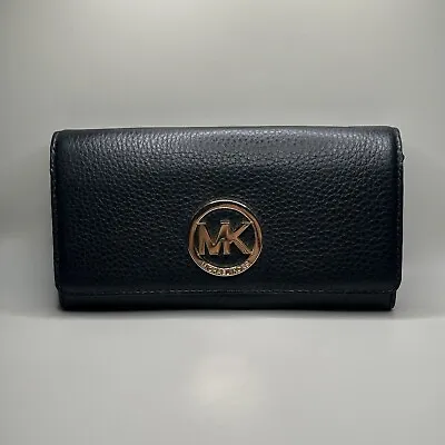 Michael Kors Women's Fulton Carryall Leather Wallet Black -PLEASE READ • $99.99