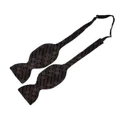 Vintage Velvet Self Tie Bow Tie Brown & White Cotton German • £9