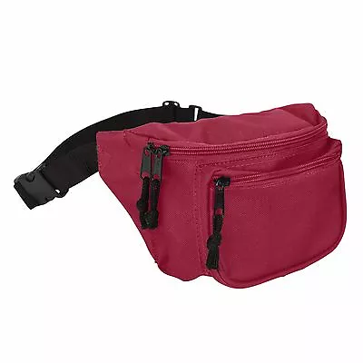 DALIX Fanny Pack With 3 Pockets Blue Black Maroon Travel Waist Pouch Adjustable • $9.95