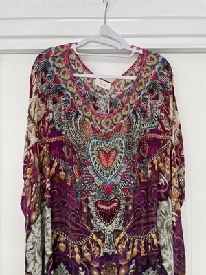 $349 • Buy Camilla Milagro Charm Silk Round Neck Kaftan EUC $599