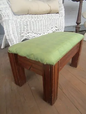 Upholstered Walnut Foot Stool Chippendale Carved  Pretty! • $19.97