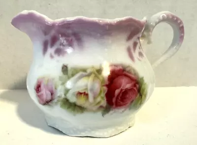 Leuchtenburg Germany Creamer Pitcher Pink Roses Antique Porcelain 3in • $4.99