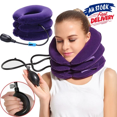 $7.59 • Buy Air Inflatable Pillow For Easing Muscle Pain Cervical Neck Traction Device Brace