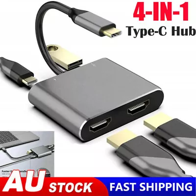 Adapter USB 3.0 Docking Station Type-C To Dual HDMI USB C Hub Screen Expansion • $16.98
