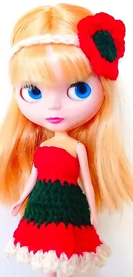 Tangkou Blythe Outfit For Dolls Christmas Colours. Dress. Christmas Stocking Gif • £4.99