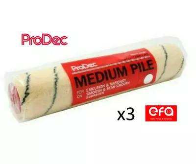 3 X ProDec Tiger Stripe Medium Pile Roller Sleeve 12  | 300mm Emulsion & Masonry • £11.99