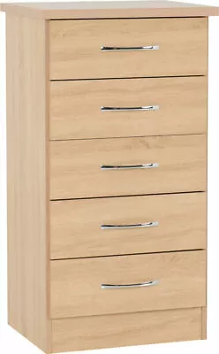 Nevada Sonoma Oak Effect 5 Drawer Narrow Chest • £106.99