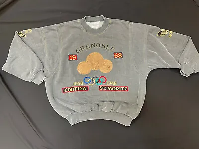 VINTAGE ADIDAS WINTER OLYMPIC 80s SWEATSHIRT ST. MORITZ CORTINA GRENOBLE MENS M • $250