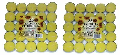 50 X PRICES CANDLES TEALIGHTS CITRONELLA INSECT WASP MIDGE MOSQUITO REPELLER • £8.99