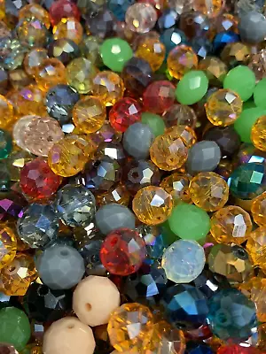 Faceted Glass Crystal Beads For Jewellery Making 10 Mm  50 Pcs Mixed Beads • £2.99