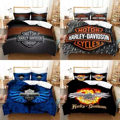 Harlry Harley Motorcycle Series Printed Quilt Duvet Cover Set Twin Bedroom Decor • $54.99