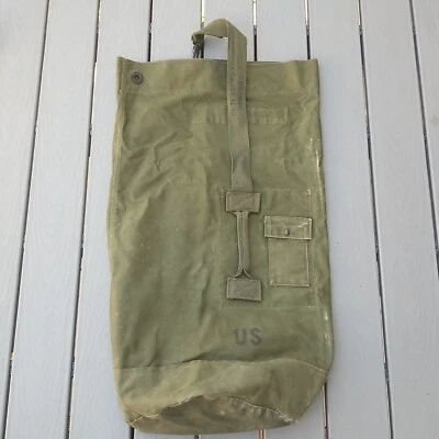 $29.99 • Buy Vintage Military Seabag Duffle Bag US Canvas Army Green Carryall Sack Vietnam