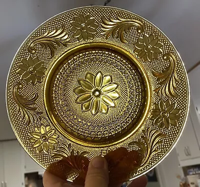 VTG TIARA Indiana Glass Co Amber Daisy 8 Inch Salad/lunch/dinner Plate. • $15