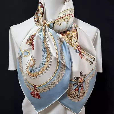 RARE VINTAGE HERMES Silk Scarf  Paperoles  Carre 90 • $238