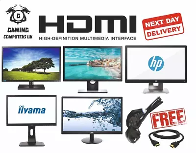 Hdmi 22  Inch Fhd Monitor Pc Gaming Cctv Mixed Brands Dell Iiyama Hp Samsung Lg • £44.99