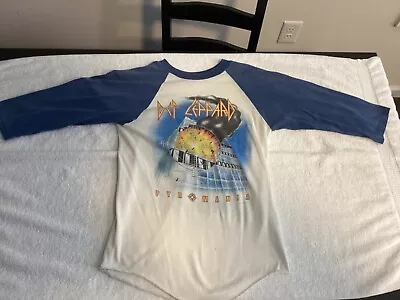 Vintage 1983 Original Def Leppard Pyromania 3/4 Sleeve Concert Tour Shirt- Mediu • $109.99