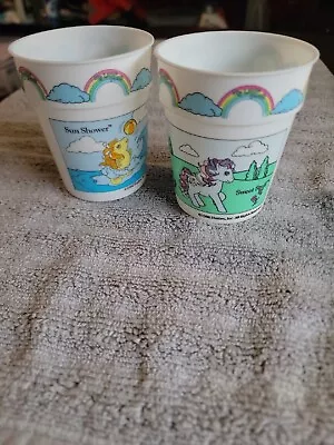 Vintage 1986 My Little Pony Sun Shower & Sweet Stuff Cup Lot Hasbro Drink • $28
