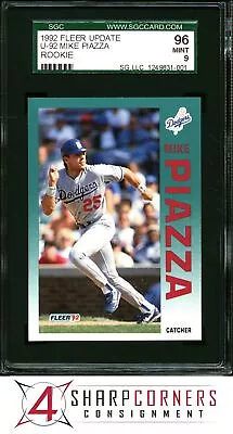 1992 Fleer Update #u-92 Mike Piazza Rc Dodgers Hof Sgc 9 Mint 96 • $31