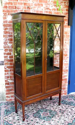 English Antique Mahogany Edwardian Bookcase / Display Cabinet • $1800