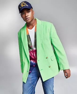 And Now This Mens Corduroy Double-Breasted Blazer Light Green Large • $14.30