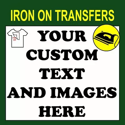 Custom Iron On T Shirt Transfer Personalised Text Quality Print Your Name Image • £2.55