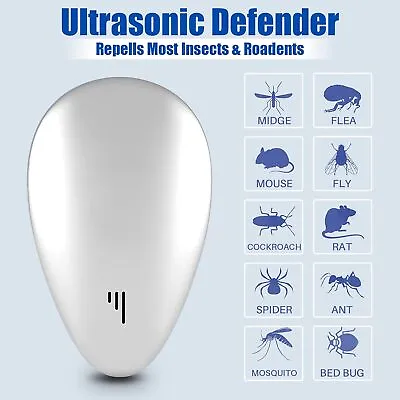 Plug-In Ultra Sonic Pest Repeller Rat Rodent Mouse Mice Spider Repellent White • £7.39