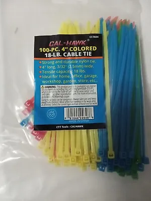💥NEW Cal-Hawk 100pc 4  Colored  18 Lb Cable Zip Ties CCTA04 • $4