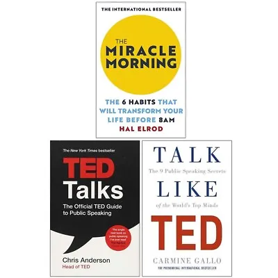 Miracle Morning Ted Talks & Talk Like Ted 3 Books Set Paperback New • £15.99