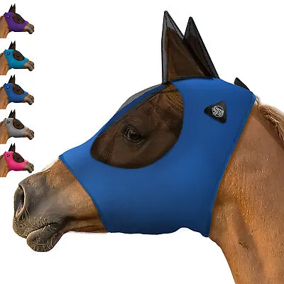 Lycra Horse Fly Mask Breathable Fabric Mesh Eyes & Ears UV Protection • $13.99