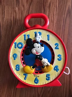 Disney Mickey Mouse Talking Time Clock Pull String See N Say Mattel Vintage 1981 • $18