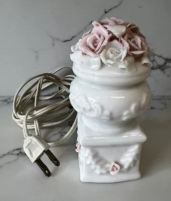 Vintage Porcelain Pink Rose Nightlight By I.W. Rice Made In Japan • $29.95