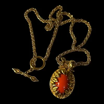 Vintage Fendi Coral Cabochon Necklace Unique Retro French Style Statement Piece • $605