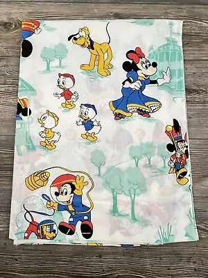 Vintage Pacific Disneyland Mickey Mouse Goofy Donald Duck ~Twin Flat Sheet ONLY • $15