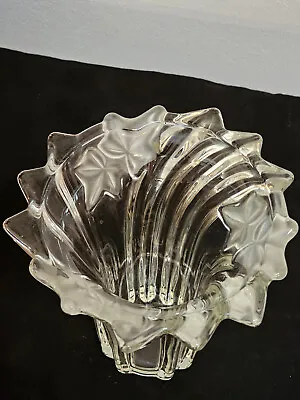 MIKASA Clear Glass Crystal Frosted Swirl Flower VASE 6  • $15