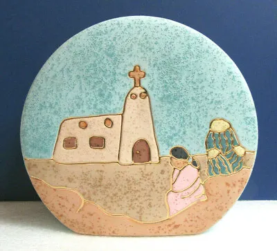 Southwestern People Church Pastel Color Art Vase Aljesa Pottery Mexico  • $35
