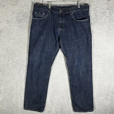 Hugo Boss Men's Maine Jeans Size 38x32 Dark Wash Blue Regular Fit Straight Leg • $37.75