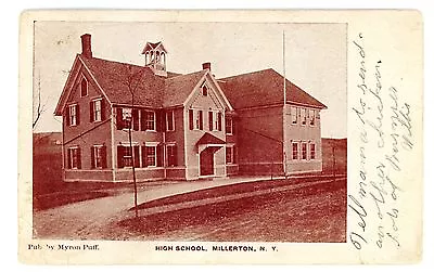 Millerton NY - HIGH SCHOOL BUILDING - Myron Puff Postcard • $10