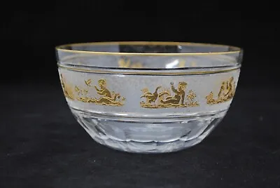 Val St Lambert Gold Danse De Flore Crystal Glass Dessert Fruit Bowl • £57