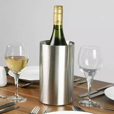 £9.49 • Buy Double Wall Stainless Steel Wine Champagne Ice Bucket Cooler Made In England