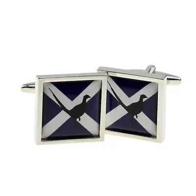 Scottish Saltire Flag With Pheasant Design Bordered Cufflinks Boxed X2BOCSB072 • £11.99