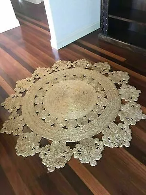 Round Rug Natural Jute Carpet Braided Farmhouse Area Rustic Modern Look Rug • $36.01