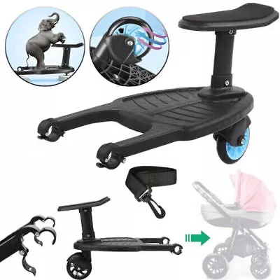 Kid Buggy Stroller Step Board Stand Toddler Wheeled Pushchair Connector W/ Seat • £24.58