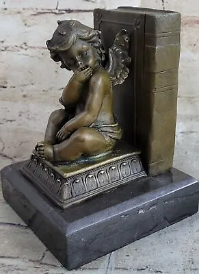 Garden Sculpture Cherub Angel Collector Art Cupid Bronze Marble Statue Gift • $139.65