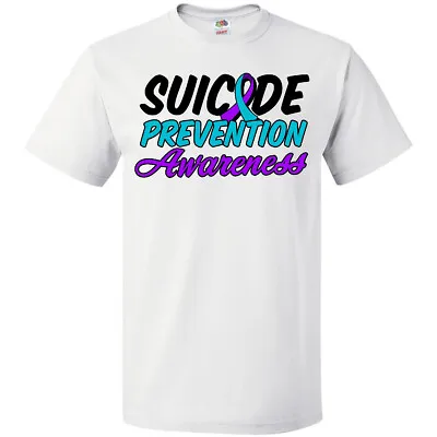 Inktastic Suicide Prevention Awareness T-Shirt Mental Health Teal Purple Ribbon • $13.99