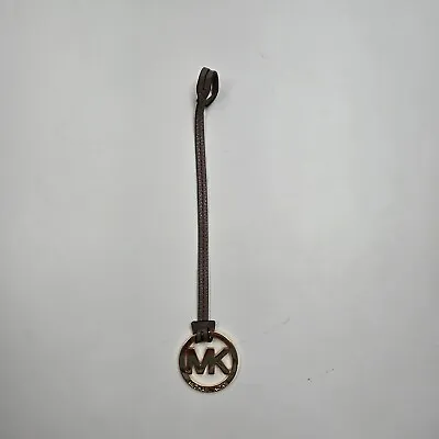 MK Michael Kors Gold Purse Bag Charm Fob Leather Loop Taupe • $10